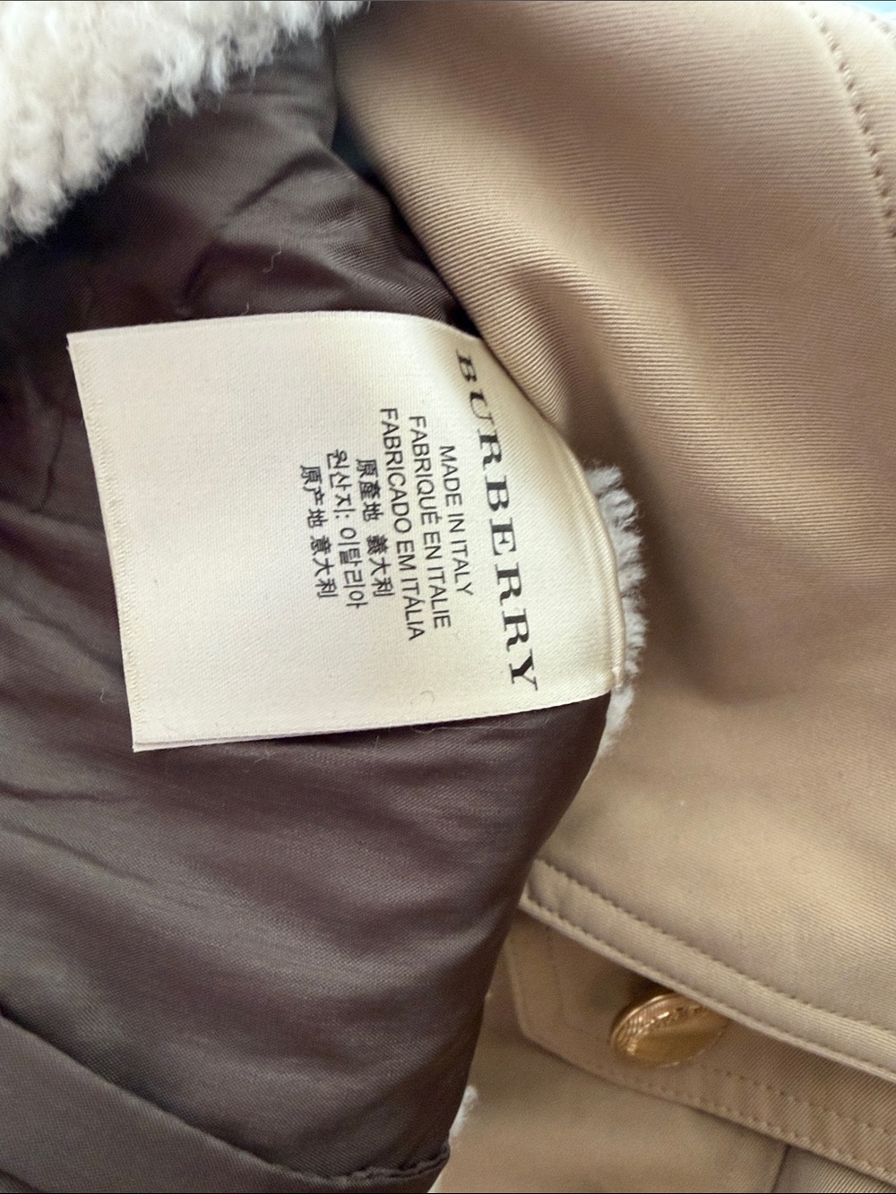 EUC Burberry Sandringham Tan Trench Coat with Shearling Collar size 8 - Picture 9 of 11